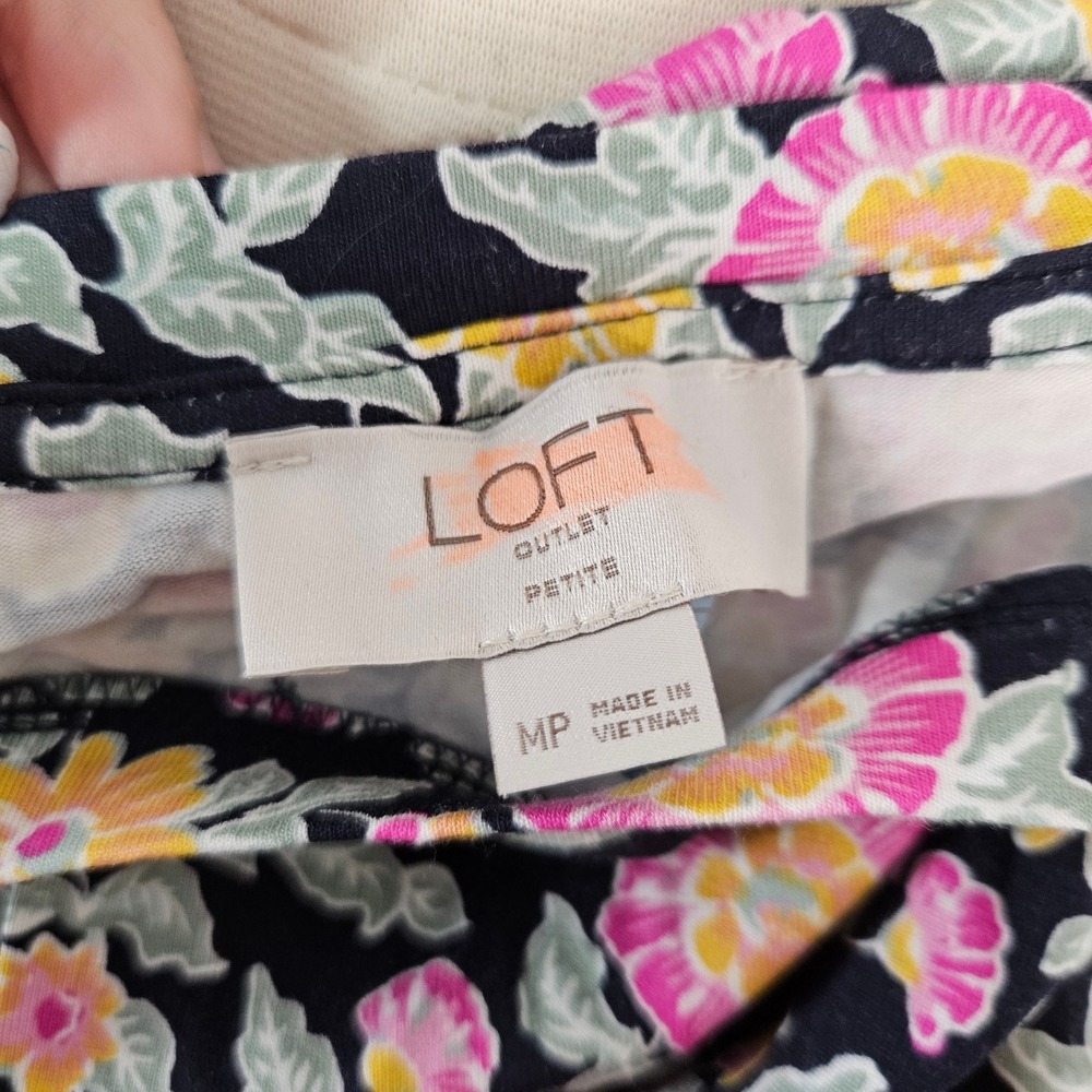 LOFT Outlet Womens Petite Medium Floral Sleeveless Shift Dress Navy Pink NWT - Picture 5 of 6